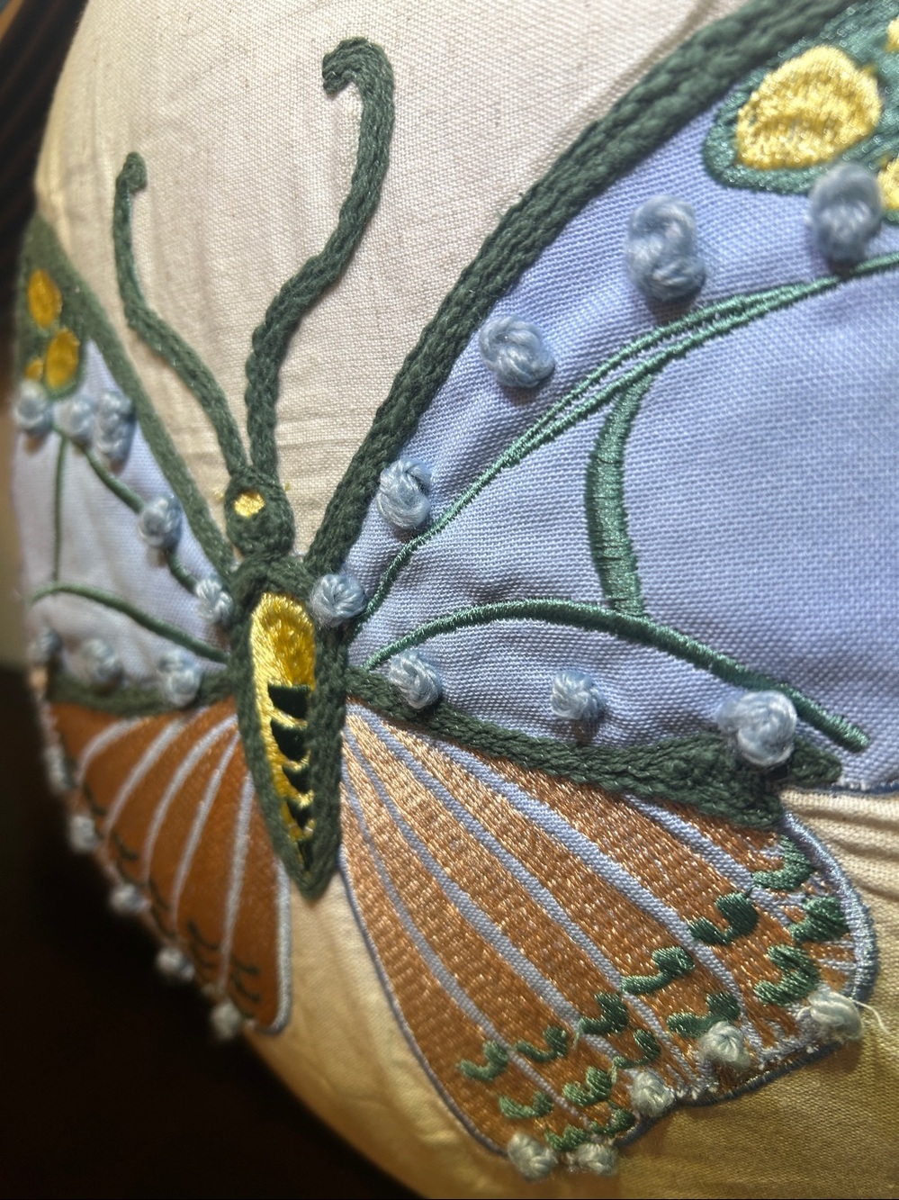 NWT Celebrate Together™ Spring Round Embroidery Butterfly 14-in. Pillow